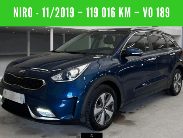 NIRO Hybride 1.6 GDI 141 CV DCT6 Design – Boite Auto –  11/2019 – 119 016 km –  VO 189