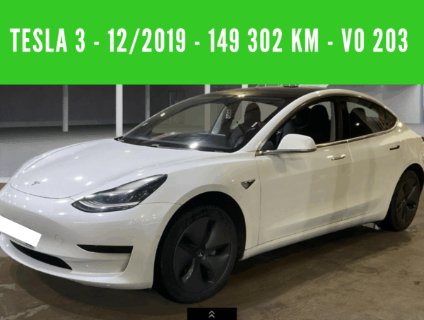 TESLA MODEL 3 100% Électrique - Batterie électrique Autonomie  Standard Plus RWD - 12/2019 – 149 302 km - 1ère main VO 203