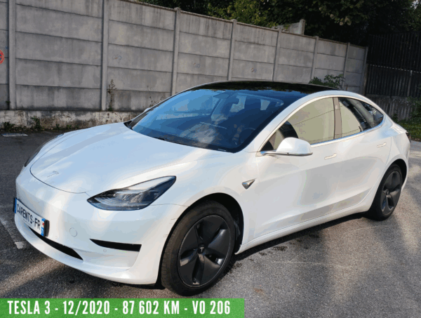 TESLA MODEL 3 100% Électrique - Batterie électrique Autonomie  Standard Plus RWD - 12/2020 – 87 602 km - 1ère main VO 206