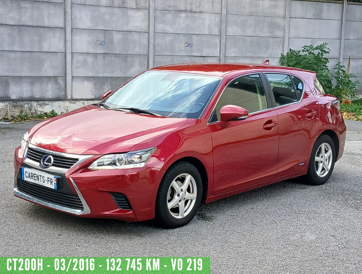 LEXUS Ct 200H HYBRIDE Essence BUSINESS 03/2016 - 132 745 km - 1 ère MAIN – VO 219
