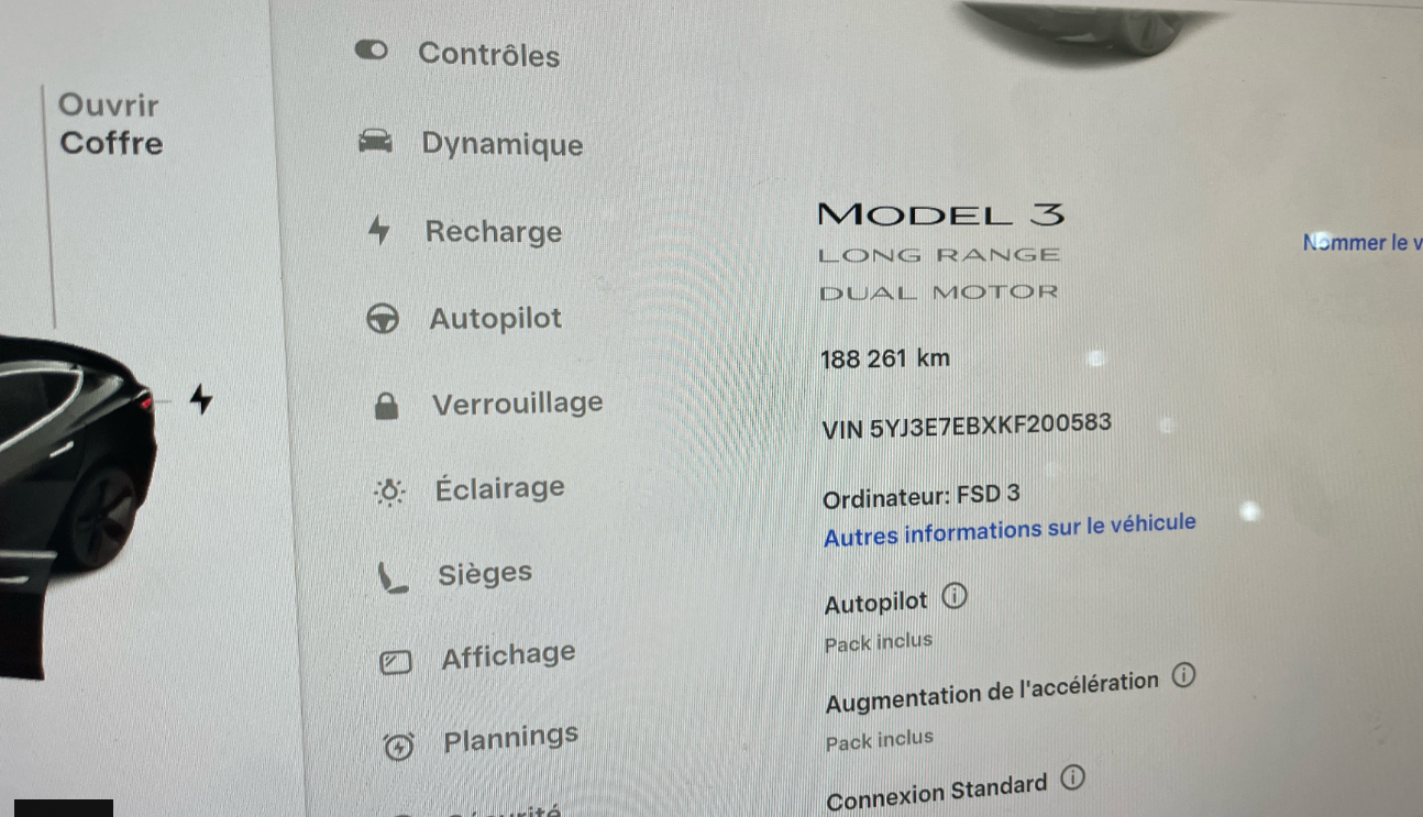 TESLA MODEL 3 Long Range Dual Motor AWD - 02/2019 – 188 259 km - 1ère main - VO 260 – Image 11