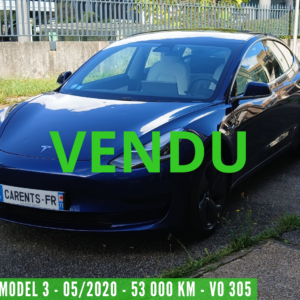TESLA MODEL 3 100% Électrique - Batterie électrique Autonomie  Standard Plus RWD - 05/2020 – 53 000 km -TVA récupérable - 1ère main VO 305